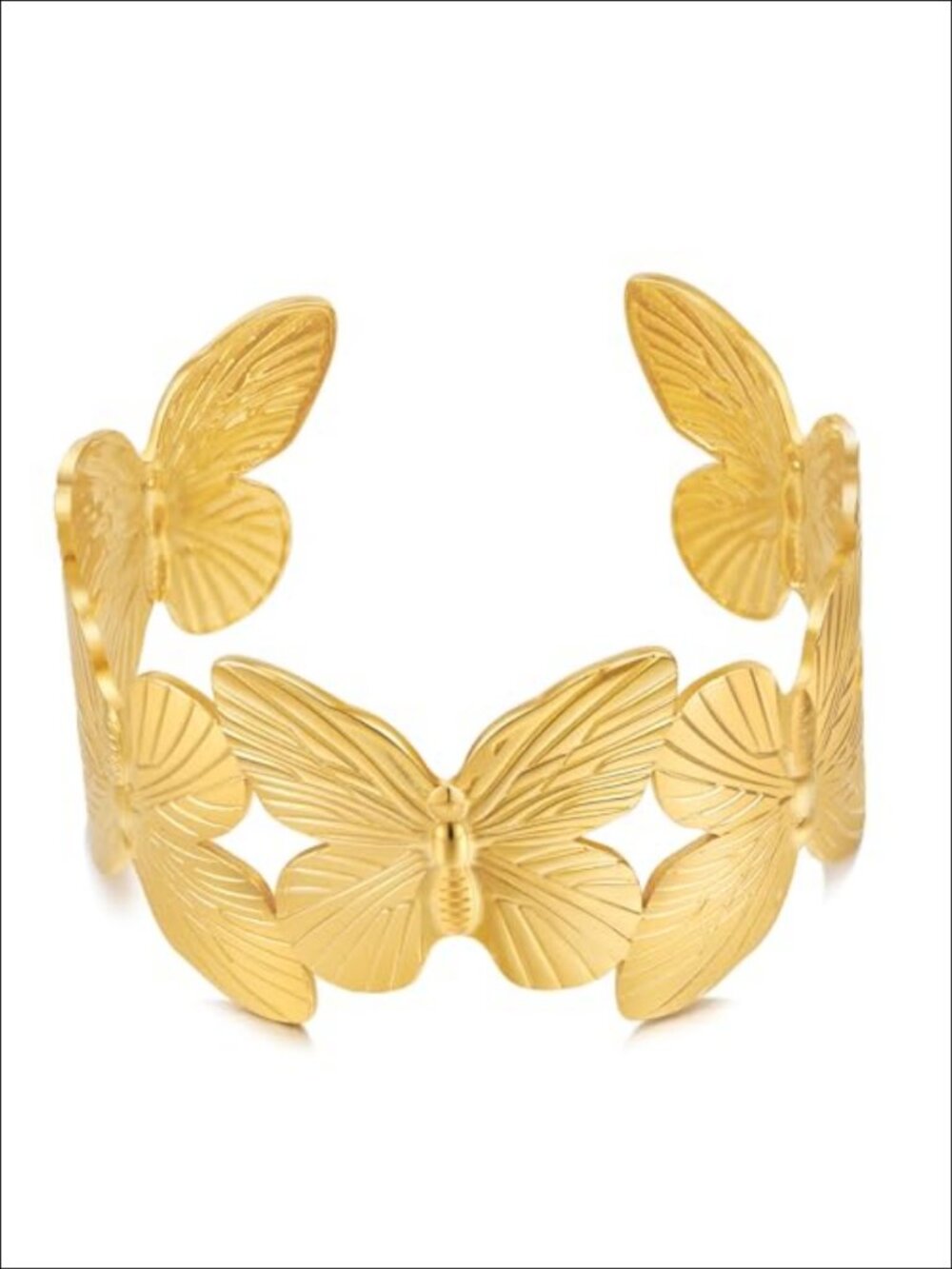 Chunky Butterfly Cuff Bangle Bracelet Gold Plated Adjustable Wide Statement